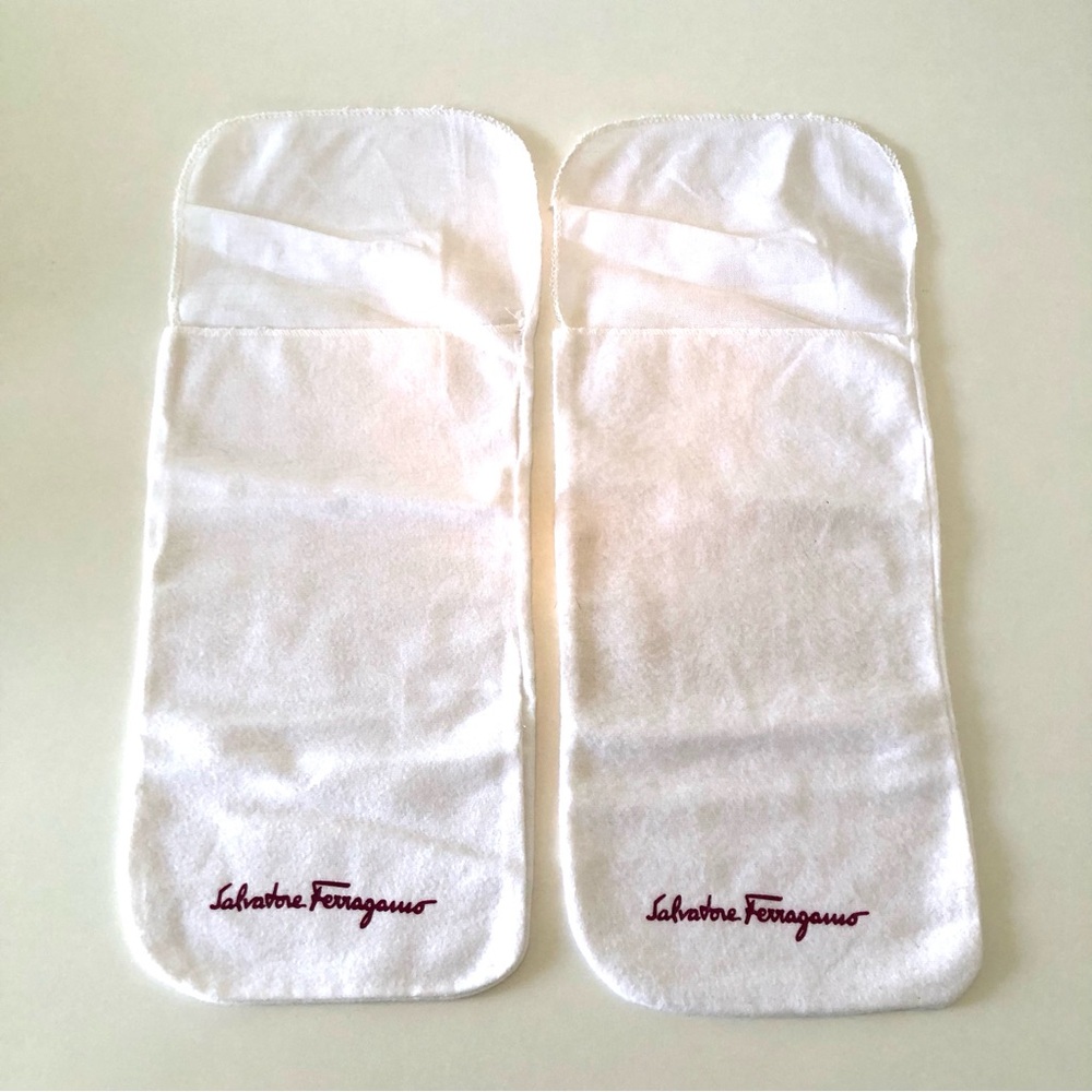 Salvatore Ferragamo Vintage Shoe Dust Bags White Foldover Flap Closure Red Logo